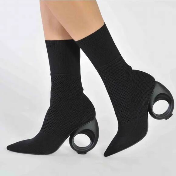 Burberry Kimberley Mesh Stretch Pointed Ankle Sock Boots Black Womens 40.5 / 9.5 - Picture 1 of 7